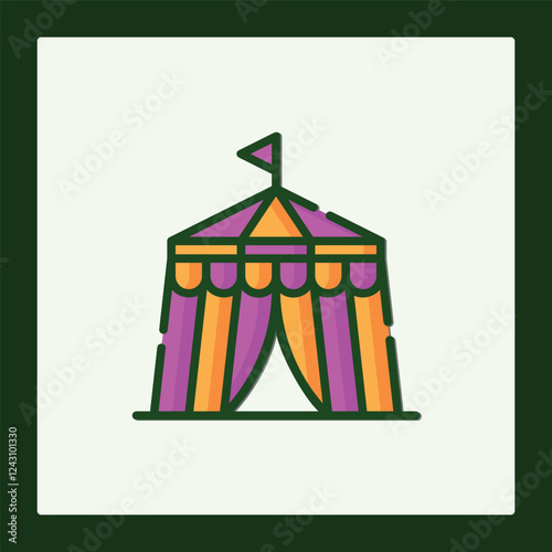 Vibrant Circus Tent Icon: A Colorful Graphic Design Element