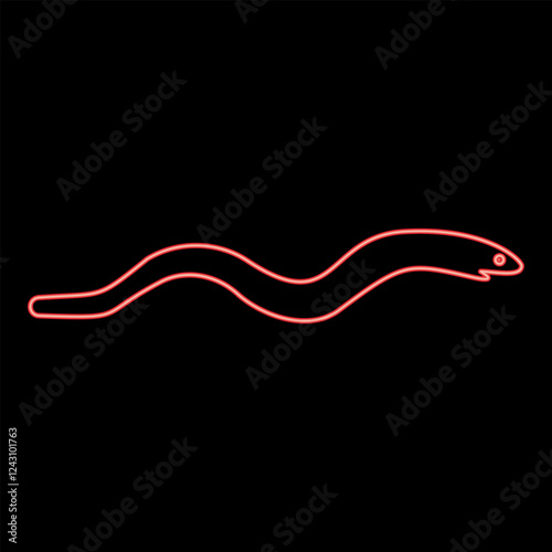 Neon eel fish snake shape seafood concept red color vector illustration image flat style