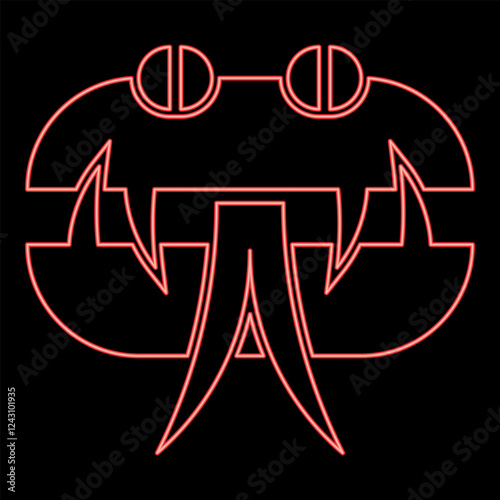 Neon head snake red color vector illustration image flat style