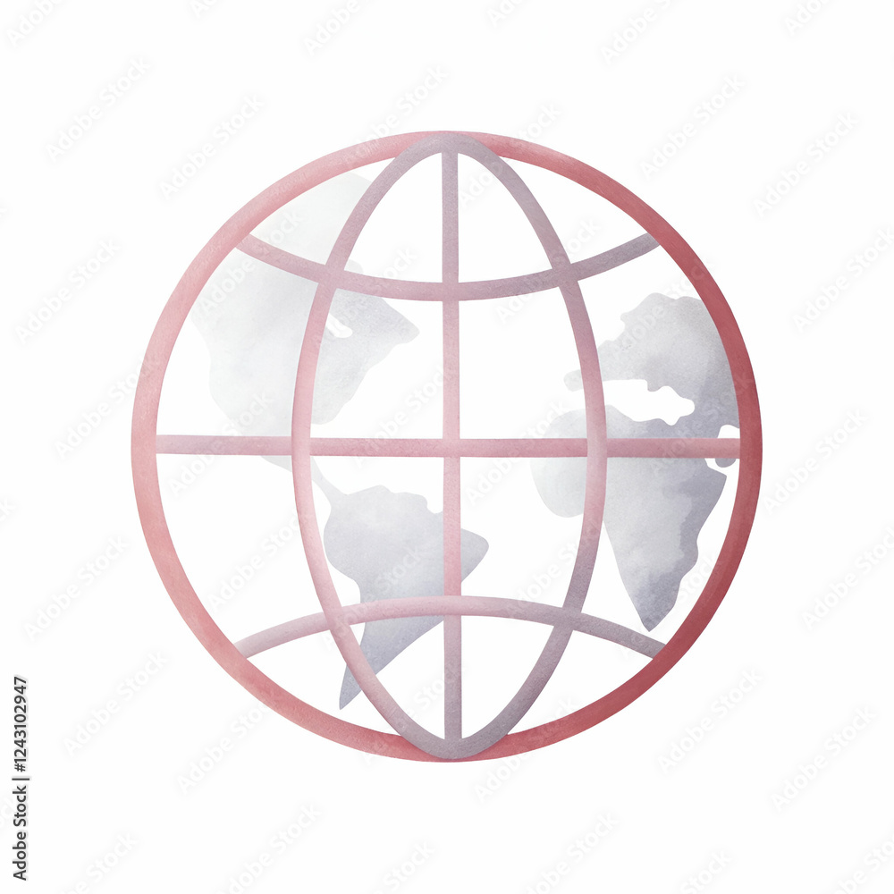 Obraz premium A stylized globe design with a red outline, symbolizing global connectivity and international themes.