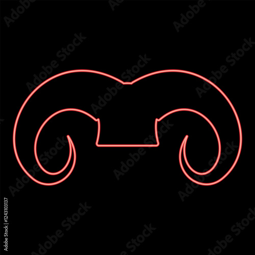 Neon ram horns farm animal concept red color vector illustration image flat style