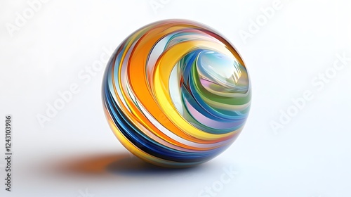 Vibrant Abstract Glass Sphere on White Background photo