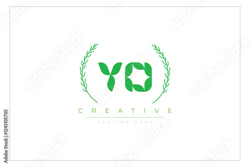 YO letters eco logo with leaf. Fresh nature and healthy leaf logo design.