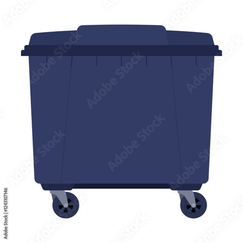 Trash bin. Large street recycling container, closed garbage can. Isolated on white background. 