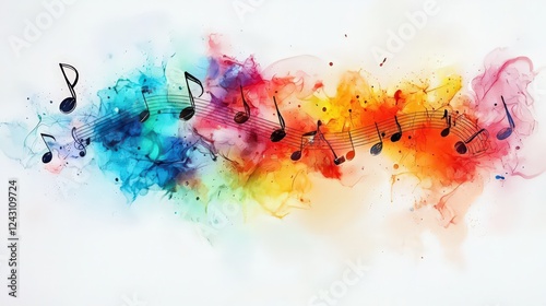 Dynamic and Colorful Musical Notes Soaring Through an Abstract Space