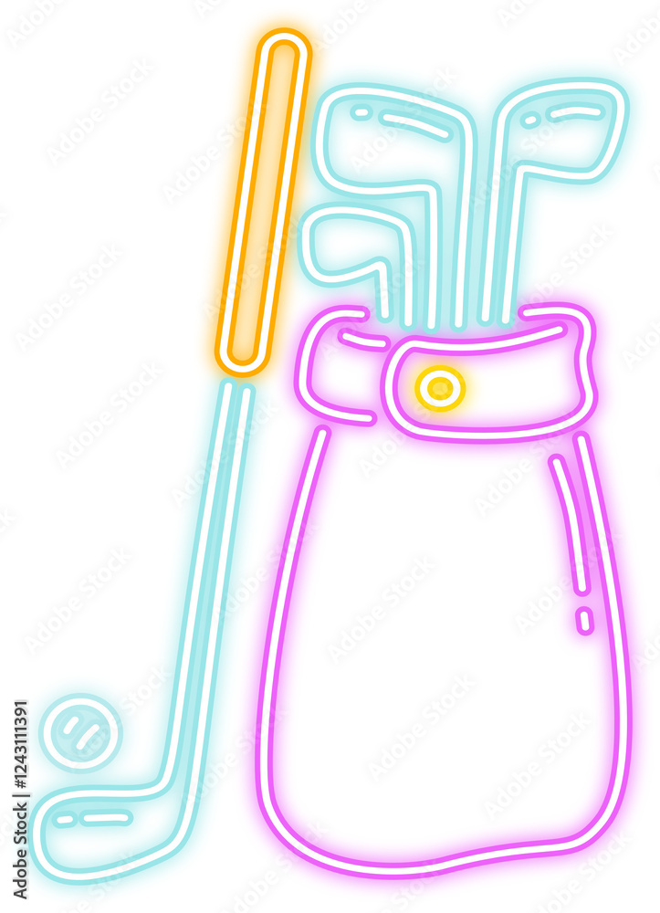 Neon glow hand-drawn golf illustration Neon glow hand-drawn golf illustration