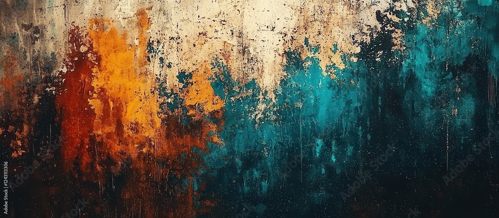 Transform your space with a unique abstract grunge paint design.
