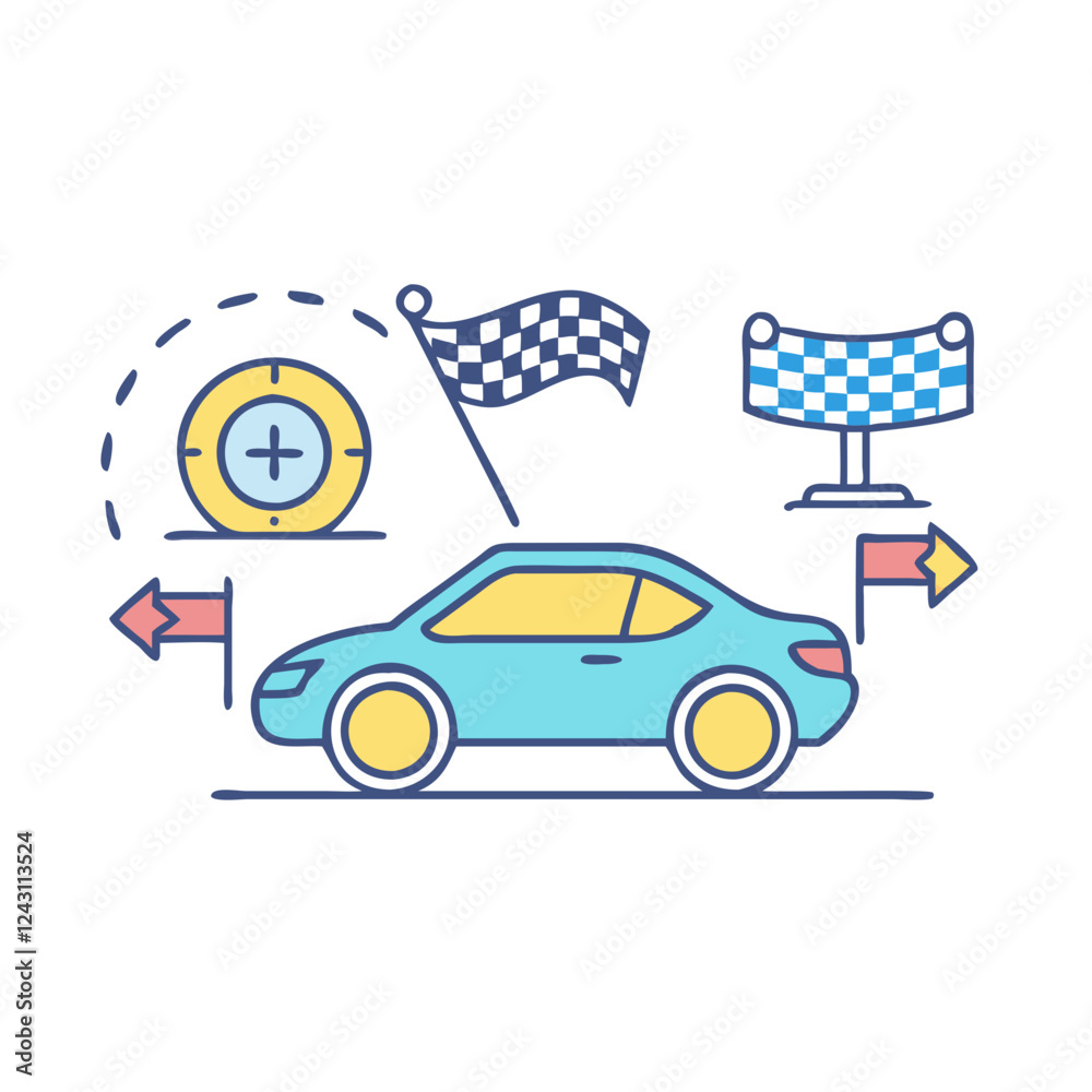 Naklejka premium car racing icon, car racing vector illustration-simple illustration of car racing, perfect for car racing logos and icons