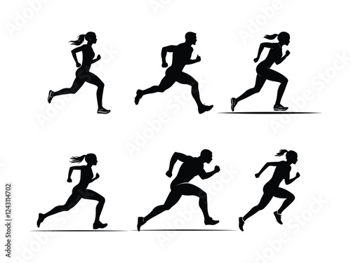 Running Athlete Silhouette – High Knees Sports Vector 