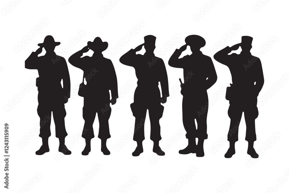 Salute Army Soldier Silhouette Bundle