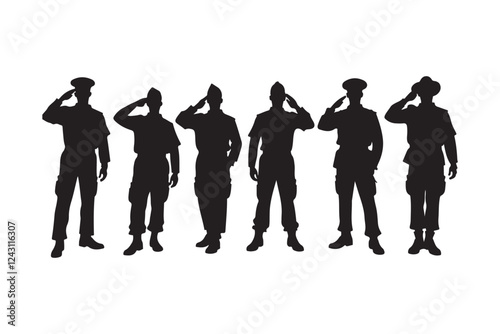 Salute Army Soldier Silhouette Bundle