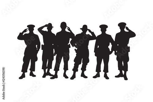 Salute Army Soldier Silhouette Bundle