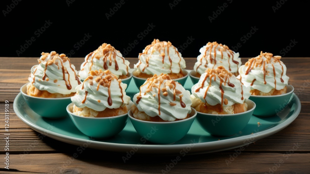 waffle cones on turquoise wooden surface top view waffle cones on turquoise wooden surface top view