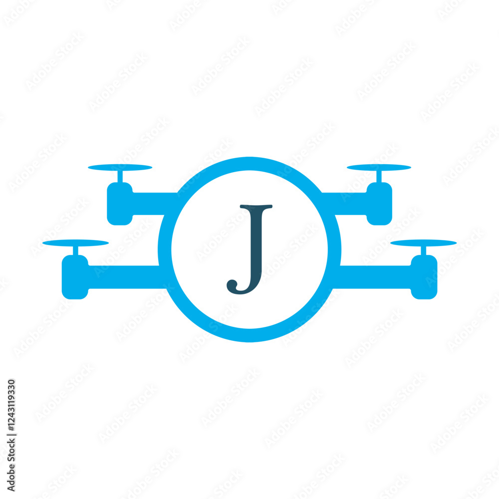 Drone Logo combine with letter J vector template Drone Logo combine with letter J vector template
