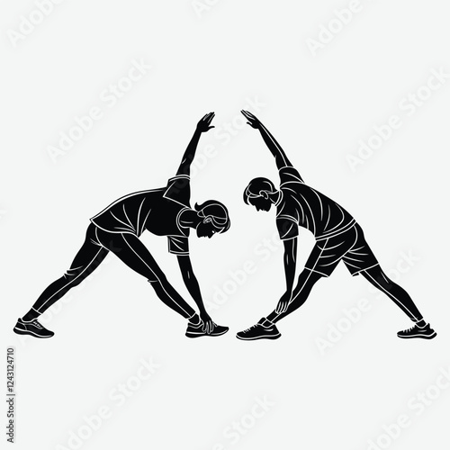 a person stretching after a workout silhouette image vector art and illustration