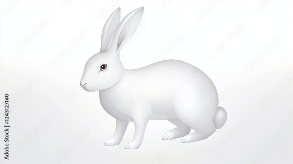 Fototapeta premium A detailed vector image of a white rabbit with a clear and clean background
