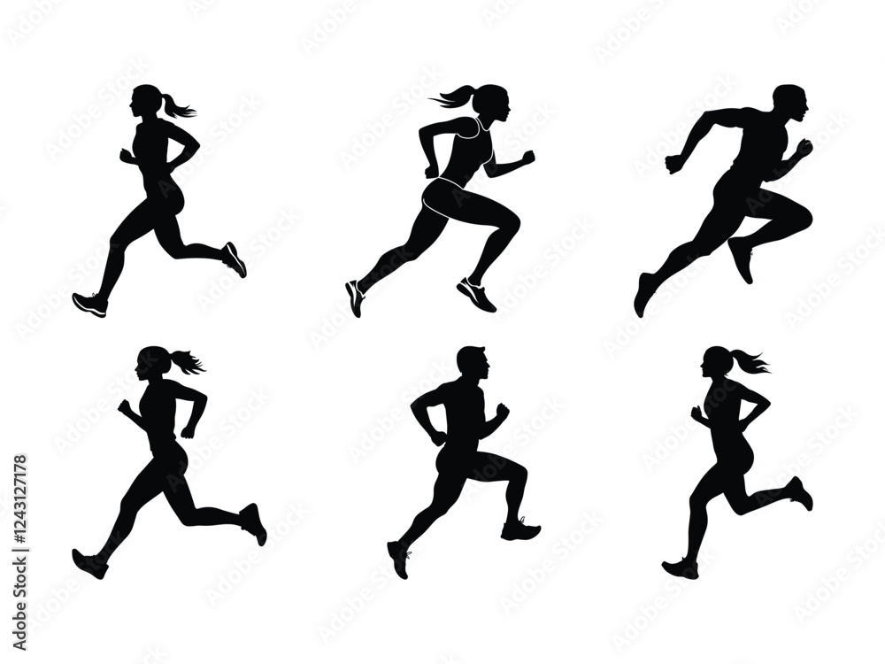 Running Silhouette Set - Athletic Motion and Fitness Sprint Clipart Running Silhouette Set - Athletic Motion and Fitness Sprint Clipart