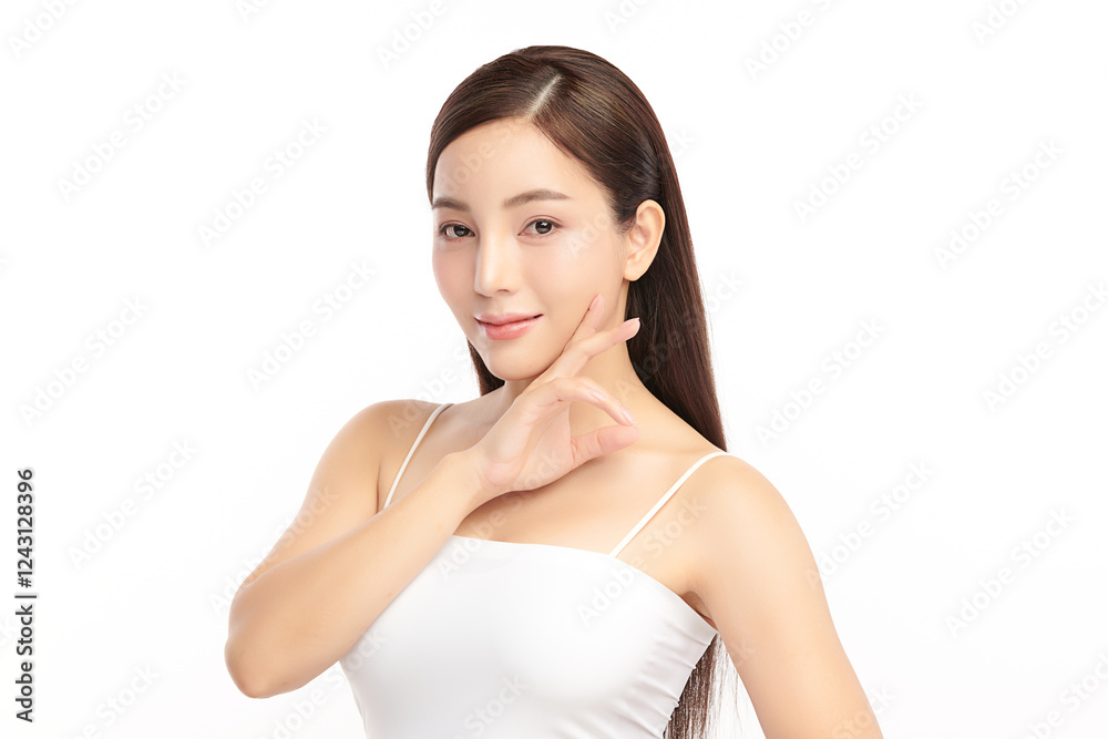 Beautiful young asian woman with clean fresh skin on white background, Face care, Facial treatment, Cosmetology, beauty and spa, Asian women portrait. Beautiful young asian woman with clean fresh skin on white background, Face care, Facial treatment, Cosmetology, beauty and spa, Asian women portrait.