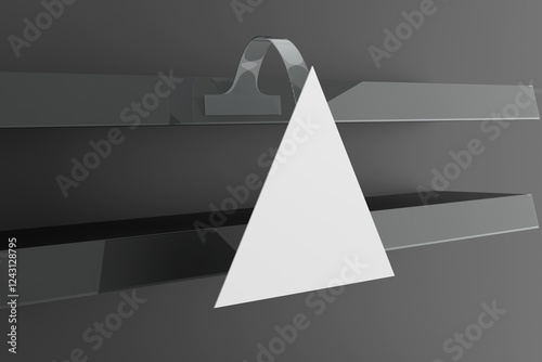 Blank Triangular Wobbler Mockup White Dark Background - 3D Illustration Render