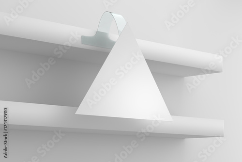 Blank Triangular Wobbler Mockup White and Empty - 3D Illustration Render