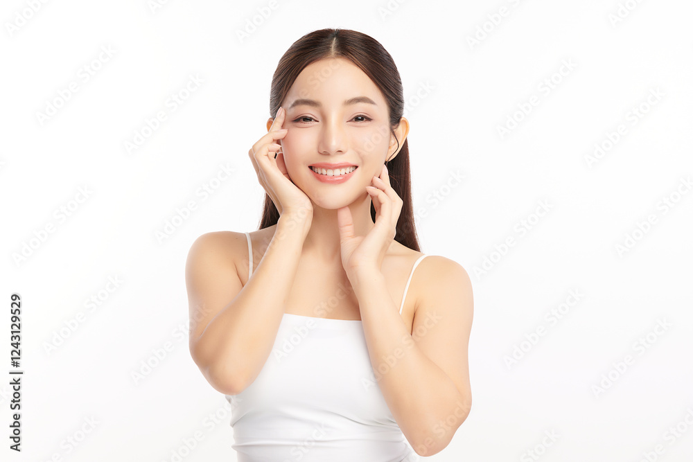 Beautiful young asian woman with clean fresh skin on white background, Face care, Facial treatment, Cosmetology, beauty and spa, Asian women portrait. Beautiful young asian woman with clean fresh skin on white background, Face care, Facial treatment, Cosmetology, beauty and spa, Asian women portrait.