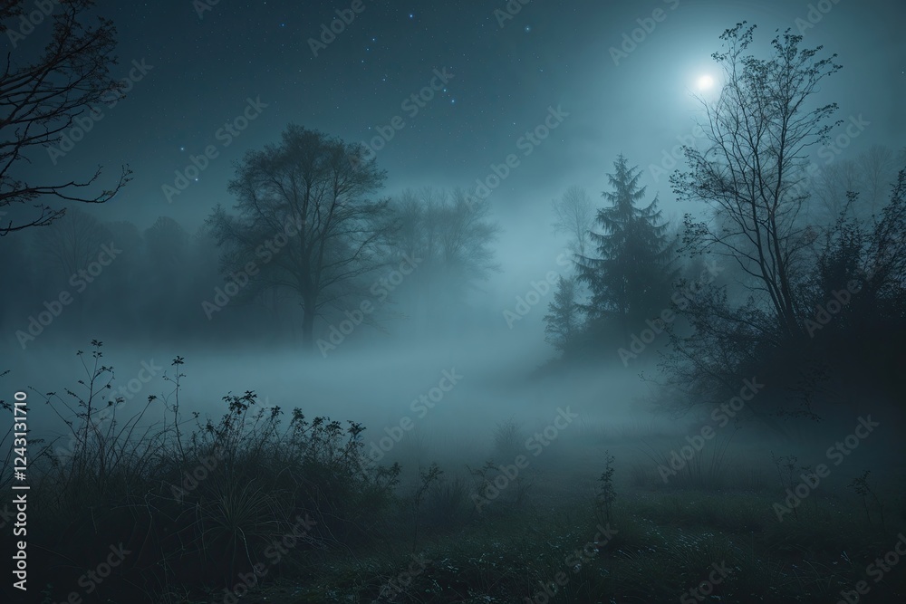 Fototapeta premium Misty Nighttime Atmosphere with Nature Textures and Visuals