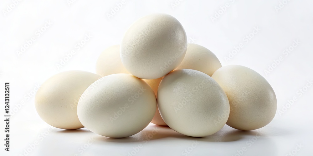 Clean, simple still life: a minimalist stack of perfectly boiled eggs. Clean, simple still life: a minimalist stack of perfectly boiled eggs.