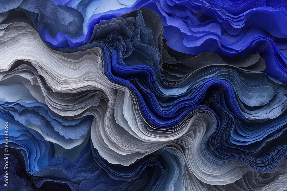 Fototapeta premium Vibrant Sapphire and Deep Ash Textured Layers with Smooth Gradation and Flow