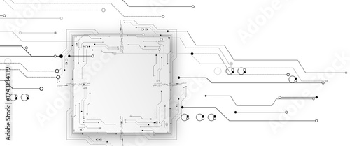 Abstract background with gears and technology elements on a white background