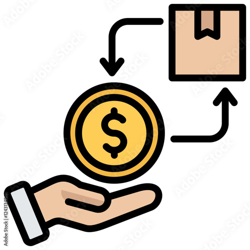 Refund Outline Color Icon
