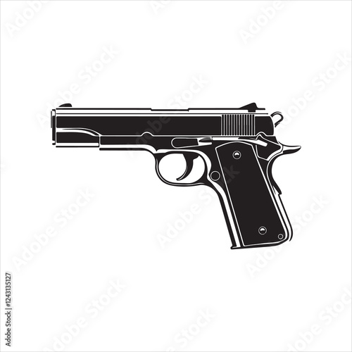 gun and bullets - gun isolated on white