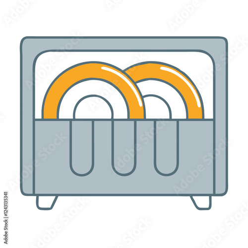 Dish Dryer icon with plates against a simple background