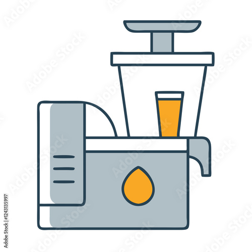 Juicer Machine illustration with fresh juice in clear glass