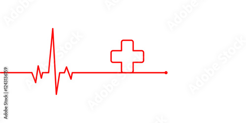 Emergency ekg monitoring. Red heart pulse. Heart beat line. Electrocardiogram. vector illustration Eps