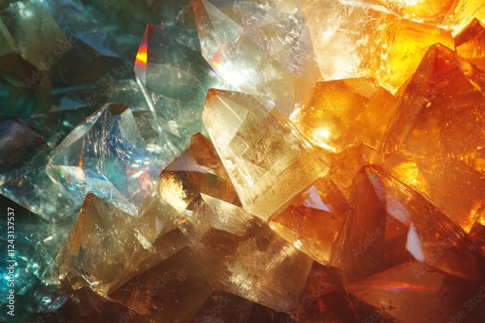 Closeup of sparkling gemstone with vibrant orange highlights Closeup of sparkling gemstone with vibrant orange highlights