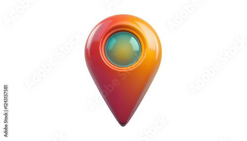 3D glossy location pin icon with vibrant colors and realistic shading, isolated on transparent background Free Download 3D glossy location pin icon with vibrant colors and realistic shading, isolated on transparent background - GFXLoad