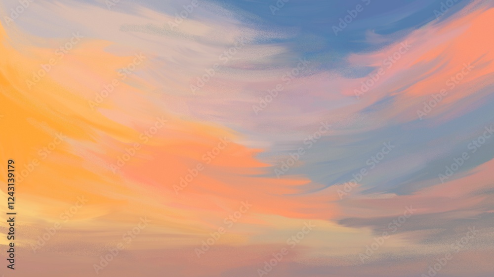 Fototapeta premium Aesthetic landscape background, colorful sunset design