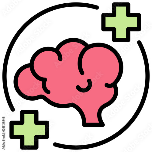 Neuro Psychology Outline Color Icon