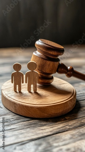 Gavel with custody agreement, child custody case. photo