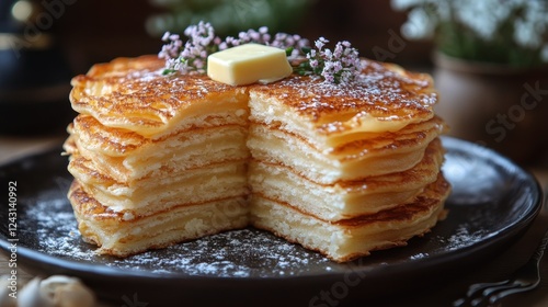 A Kosovan flija layered pancake with butter