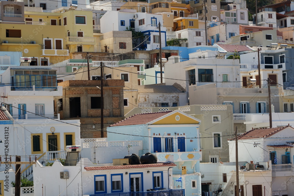 Fototapeta premium The Greek island of Karpathos surrounded by the Mediterranean Sea
