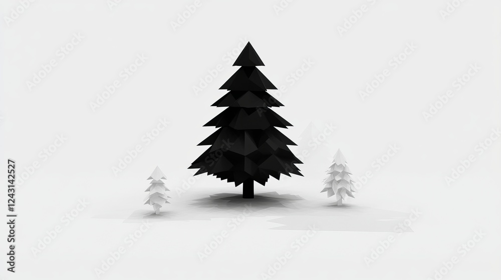 Obraz premium Winter landscape: black spruce in the center of attention