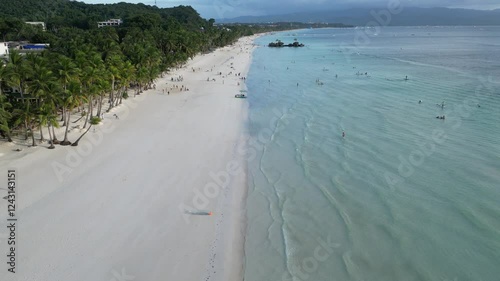 Aerial View of Boracay Island - White Beach Paradise in Western Visayas, Philippines.