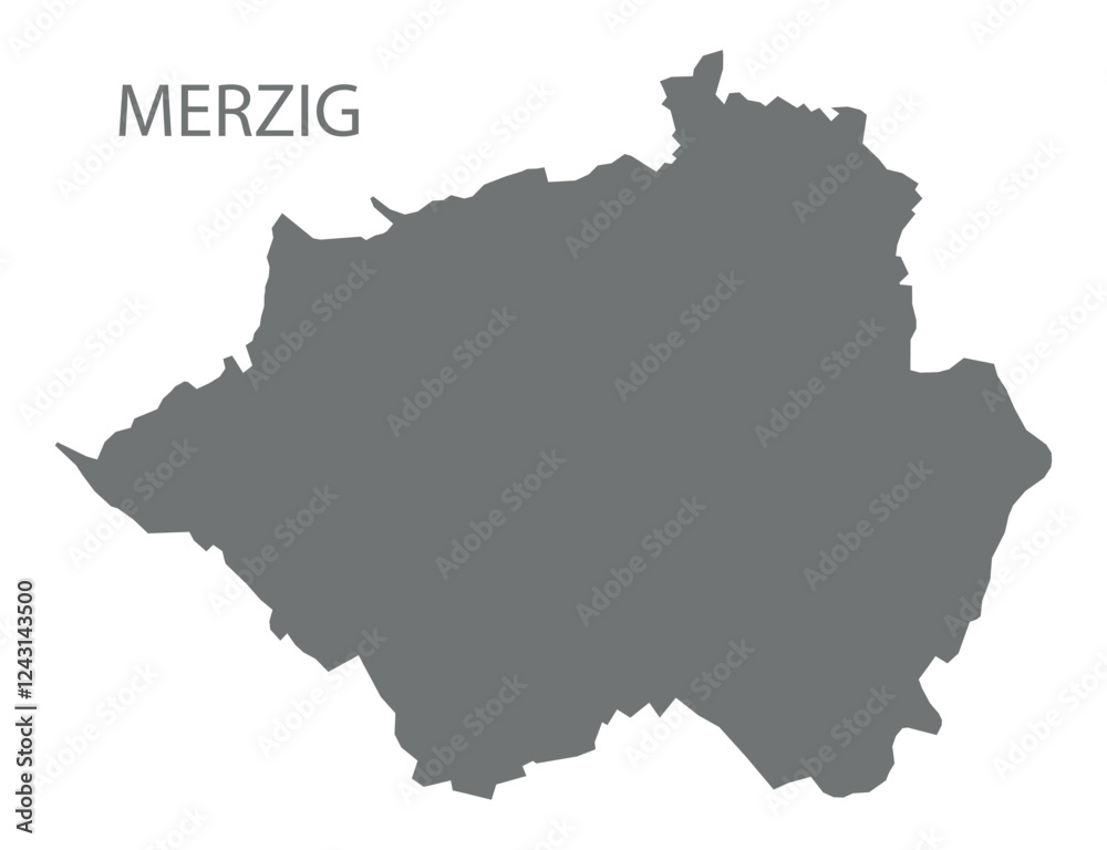 Merzig city map with boroughs grey illustration silhouette shape Merzig city map with boroughs grey illustration silhouette shape