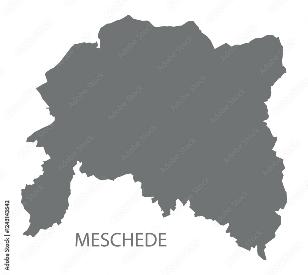 Fototapeta premium Meschede city map with boroughs grey illustration silhouette shape