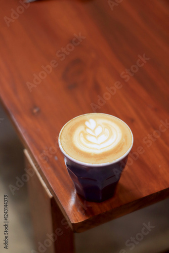 Latte Art Creates Enchanting Designs in Coffee Foam Skillfully, Beautifully on Tabletop Decor