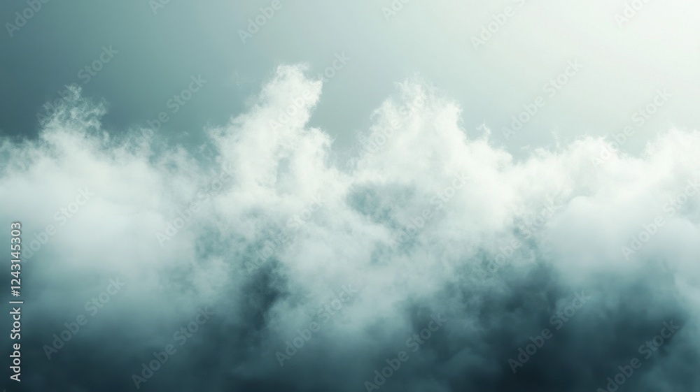Fototapeta premium Steam rising through soft clouds aerial view minimalist art serene atmosphere natural environment