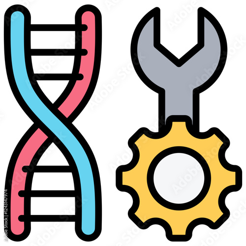 Genetic Engineering Outline Color Icon
