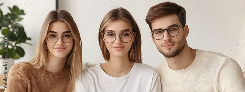 A young woman with brown hair and glasses wearing an elegant beige top is sitting on the couch next to her boyfriend

