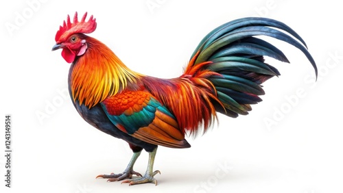 Wallpaper Mural High-resolution image of a Red Junglefowl, Gallus gallus, isolated on white, showcasing its wild beauty. Torontodigital.ca